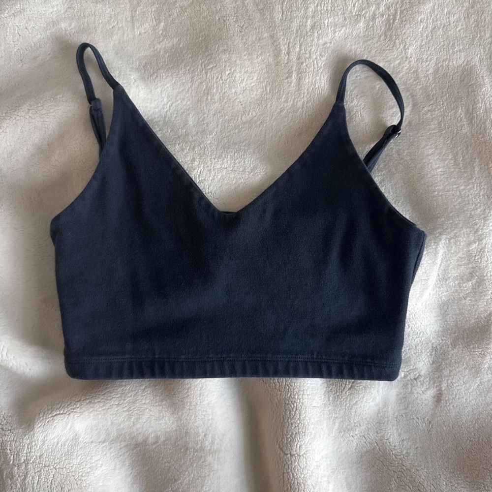 Brandy Melville Navy V-Neck Crop Bralette